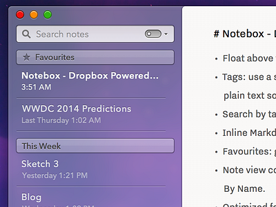 Notebox for Mac Progress (OS X 10.10 Concept) 