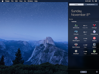 Scores for Mac - Notification Center Widget by Jordan Borth on Dribbble