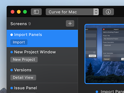 Curve For Mac apple client work interface design mac macos prototype ui