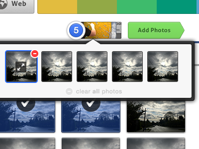 Photo Drawer buttons hover indicator photos popover