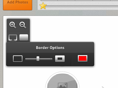 Border Options - Loupe Collage border canvas glyph icons photos popover shape shapes slide tools webapp