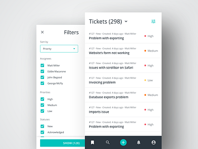 Ticket Manager Mobile View dashboard data filters helpdesk mobile tables ui ux