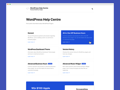 WordPress Help Centre tool ui ux