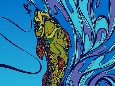 Trout & About Poster Detail festival poster illustration