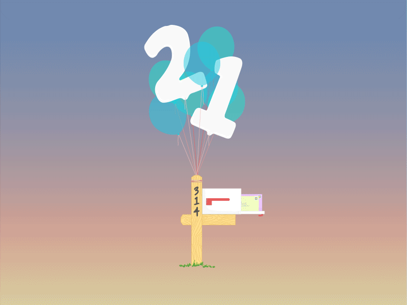Birthday Mailbox adobe illustrator after effects animation balloons birthday cartoon creative cloud gif mailbox playful sunset