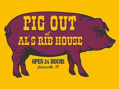 Al's Rib House hog pig pork rib softball swine tshirt