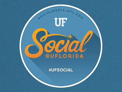 Social@UF Sticker hand drawn script logo long shadow sticker uf