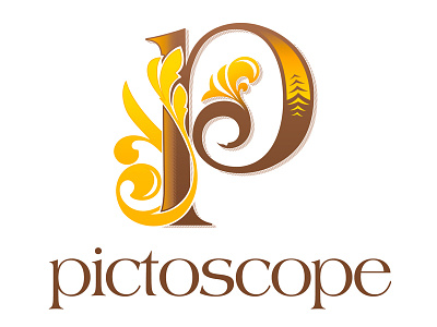 Pictoscope Logo flourish illuminated manuscript logo p
