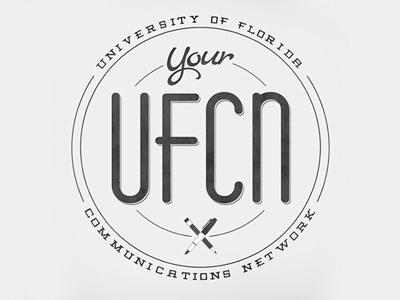 University of Florida Communications Network (UFCN) badge brand identity logo retro uf