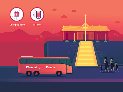 Special buses to Sabarimala art design illustration landscape temple vector