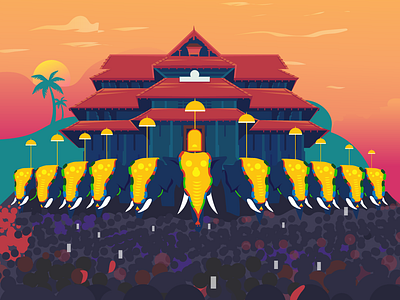 Thrissur Pooram art design elephant illustration kerala logo temple ui ux vector