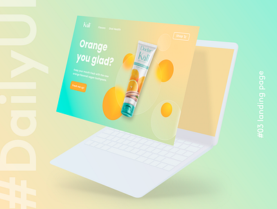 Daily UI #03 - Landing Page branding dailyui dailyuichallenge glassmorphism green orange ui ux