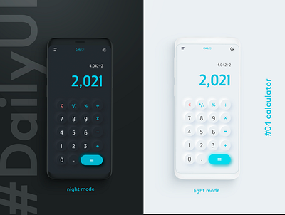 Daily UI #04 - Calculator calculator ui dailyui dailyuichallenge dark mode light minimal neomorphism