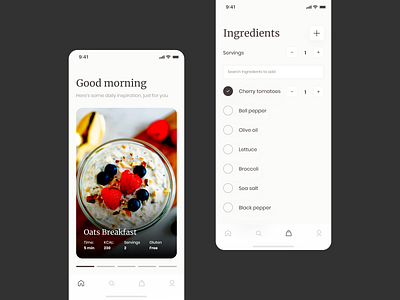 Recipe Application app customer experience design dribbble healthy healthy eating healthy life healthyfood recipe recipe app serving ui uiux ux