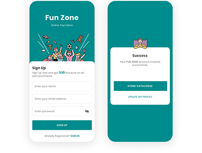 Fun Zone, Toys for kids dailyui ecommerce kids store registration sign up toy app toy store toys toys app