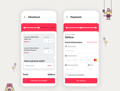 Checkout and Credit Card Payment checkout credit card dailyui ecommerce payment shopping cart toy store ui ux