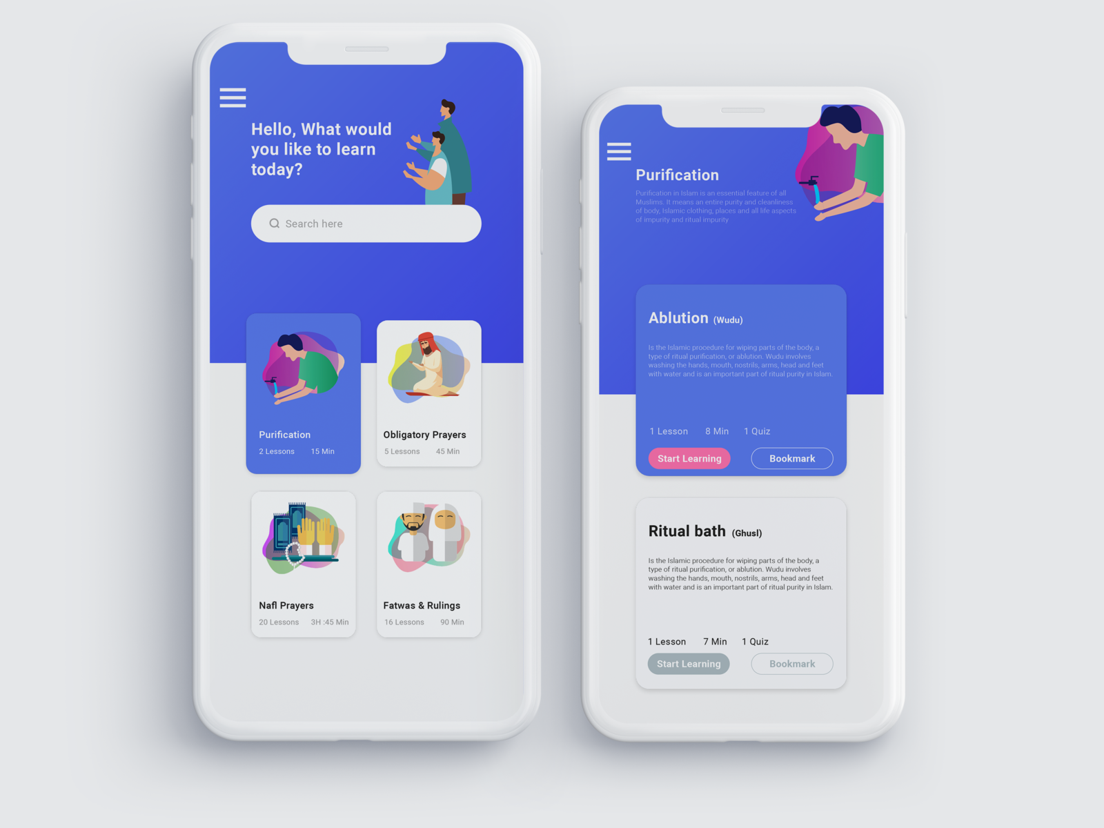 Prayer Learning App Landing Screen by Louay on Dribbble