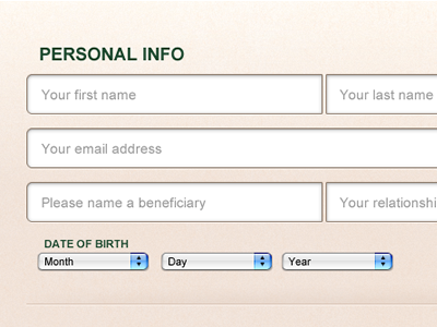 Playin' around with a form beige form inputs text ui ux