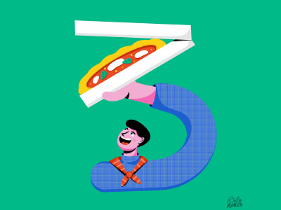 Three for 36 Days of Type 36days 36daysoftype character illustration colorful design filipino flat design flat illustration food illustrator illustrations pizza pizza box procreate