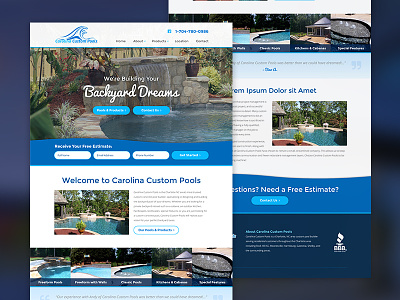 Carolina Custom Pools - Recent Launch outdoor living pool pool website pools website