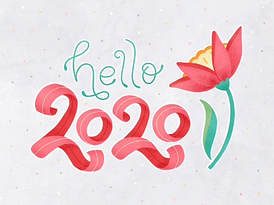 hello 2020 2020 floral hand lettering illustration lettering new year procreate ribbon