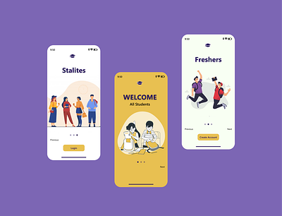 Student Welcome Page app design icon illustration school students ui ux vector welcome page