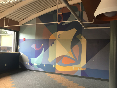 Riverhawks Mural branding environmental graphics interior design mural spaces