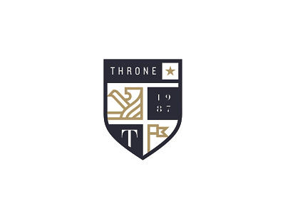 Throne black brand clothing couture fashion gold identity lion logo shield star throne