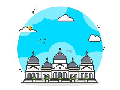 Masjid Baiturrahman clean design flat graphic design icon illustration illustrator logo minimal vector