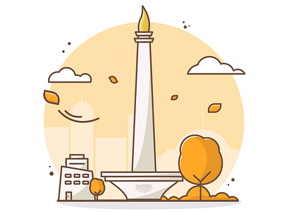 Monumen Nasional animation clean design flat graphic design icon illustration illustrator minimal vector