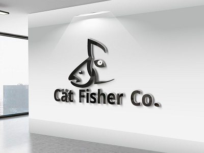 Cat fish branding flat logo logo animation minimal vector