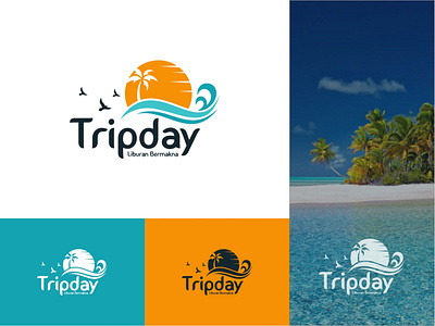 Tripday logo app branding design flat icon logo modern simple travel vacation vector