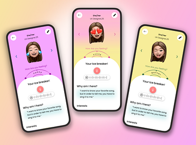 Dating app concept for stranger audio call/ user profile anonymous app concept app dating app design graphic design phonecallapp tinder ui user profile userprofile