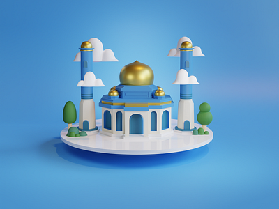 3D blue mosque 3d 3d art 3d modeling blender design illustration ui ux web website
