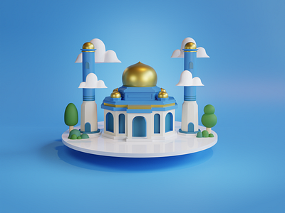 3D blue mosque