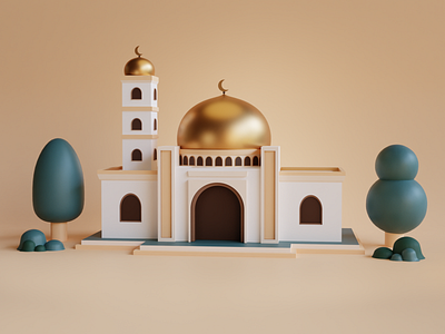 3D MOSQUE - 3D islamic building or landmark 3d 3d art 3d modeling blender design illustration illustrator ui ux web