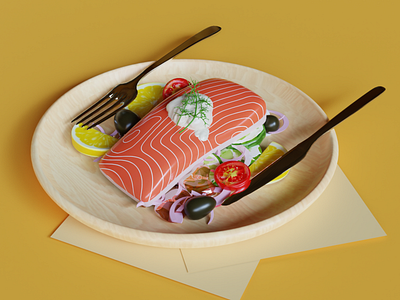 Pescatarian 3D design illustration 3d 3d art 3d modeling animation branding design graphic design illustration logo motion graphics ui ux