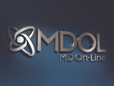 MDOL (MD On-Line) branding logo medical