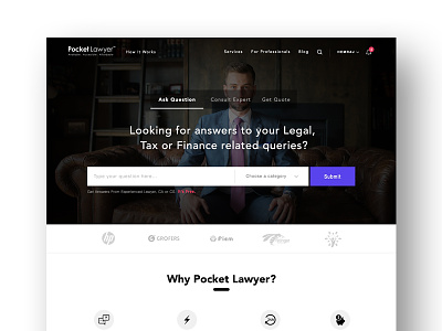 Redesigning Concept for Pocket Lawyer clean design flat homepage landing minimal page ui ux web website