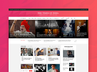 Redesign Concept for TOI clean homepage landing page layout minimal news website redesign times of india ui ux website