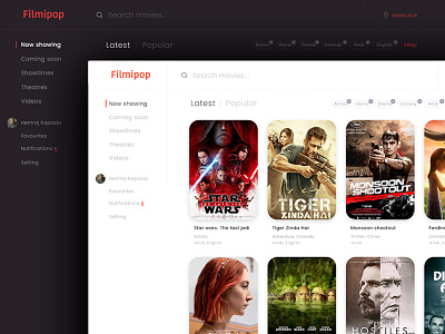 Filmipop Design Concept, Light and Dark Virsion design interface minimal modern redesign ui ux web