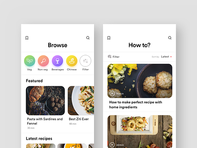 Recipe app concept design for iphone x app clean design food app interaction iphone x mobile product design recipe app ui ux
