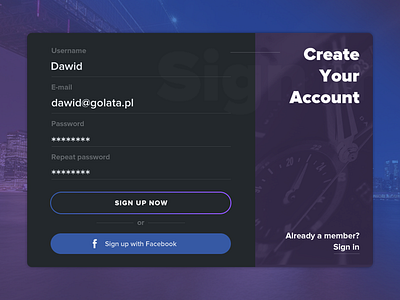 Daily UI #001 - Sign Up 001 dailyui form interface login register sign signin signup ui ux