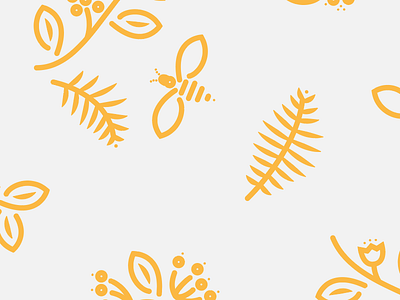 Buzzin bee branding fern floral pattern thick lines yellow