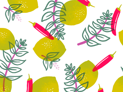 Thai Basil, Lime & Chili Packaging Pattern