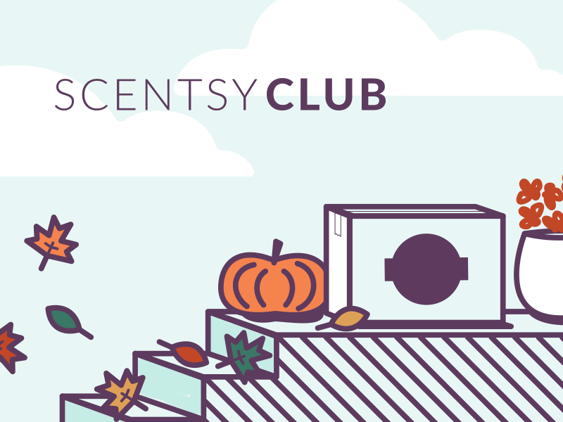 Scentsy Club Logo & Illustration Style autumn box club delivery doorstep fall subscribe subscription subscription box thick lines