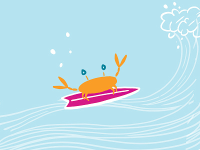 Ride the Wave crab fragrance fun illustration orange surf