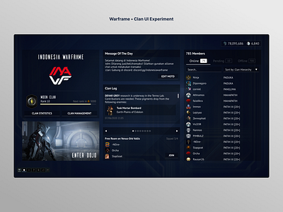 Warframe • Clan UI Experiment