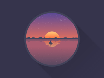 Sunset flat icon illustration sea sunset th studio