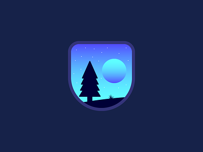 Night illustration landscape moon night sky tree